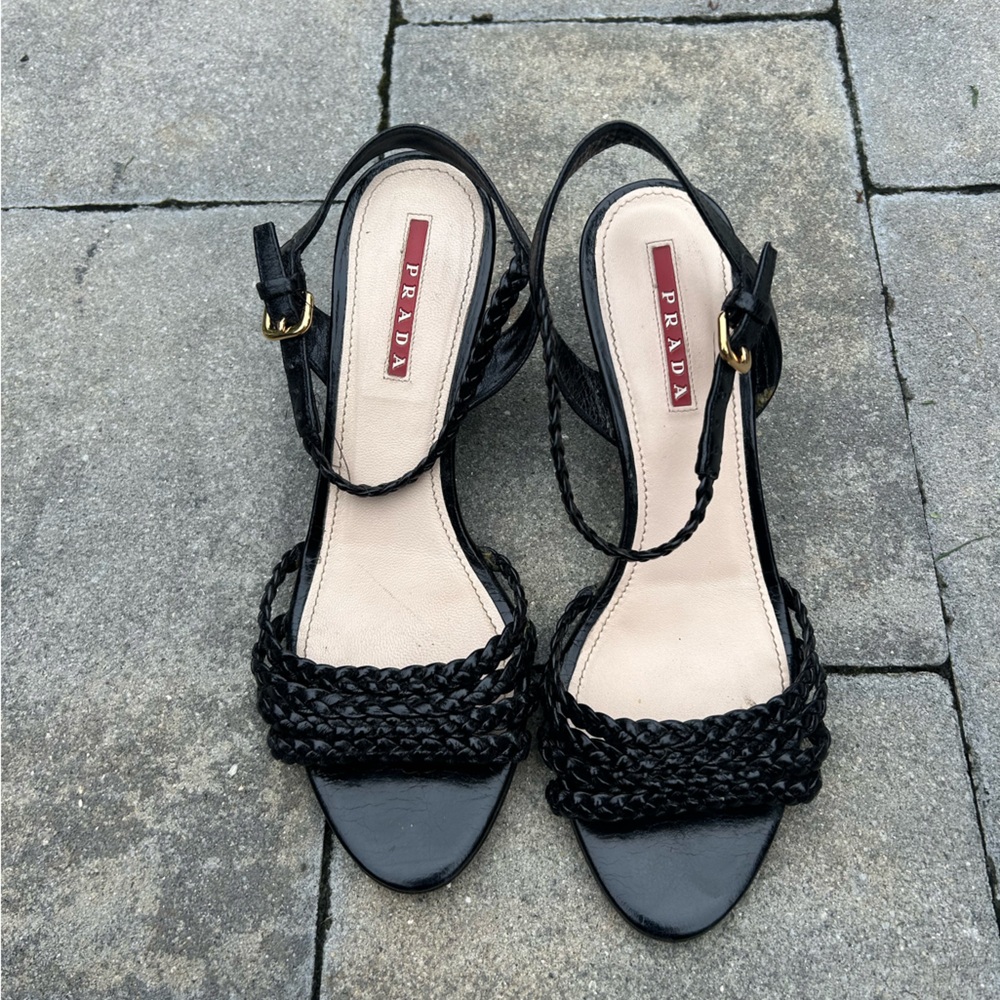 Prada black espadrille wedge size 36